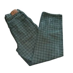 Madewell Green Black Checkered Denim Jeans Wide Leg Women Size 28